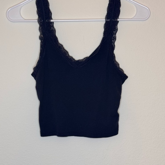 American Eagle Outfitters Tops - AE Navy Lace Trim Ribbed Tank Top